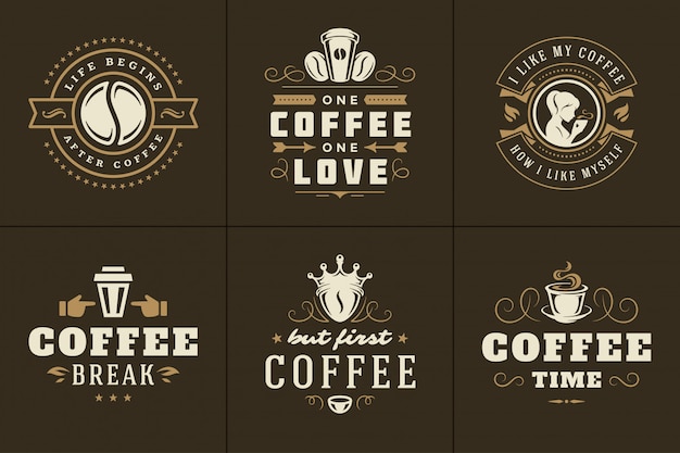 Vector logotipo tipográfico vintage de citas de café