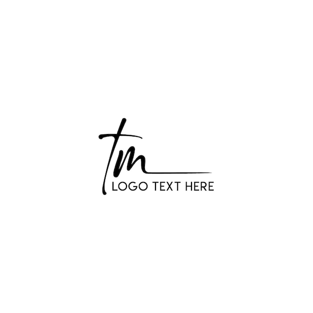 Logotipo de TM, letras de TM de estilo escrito a mano, logotipo de monograma de TM, firma de TM, iniciales de TM