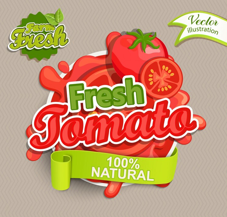 Vector logotipo de tomate fresco.