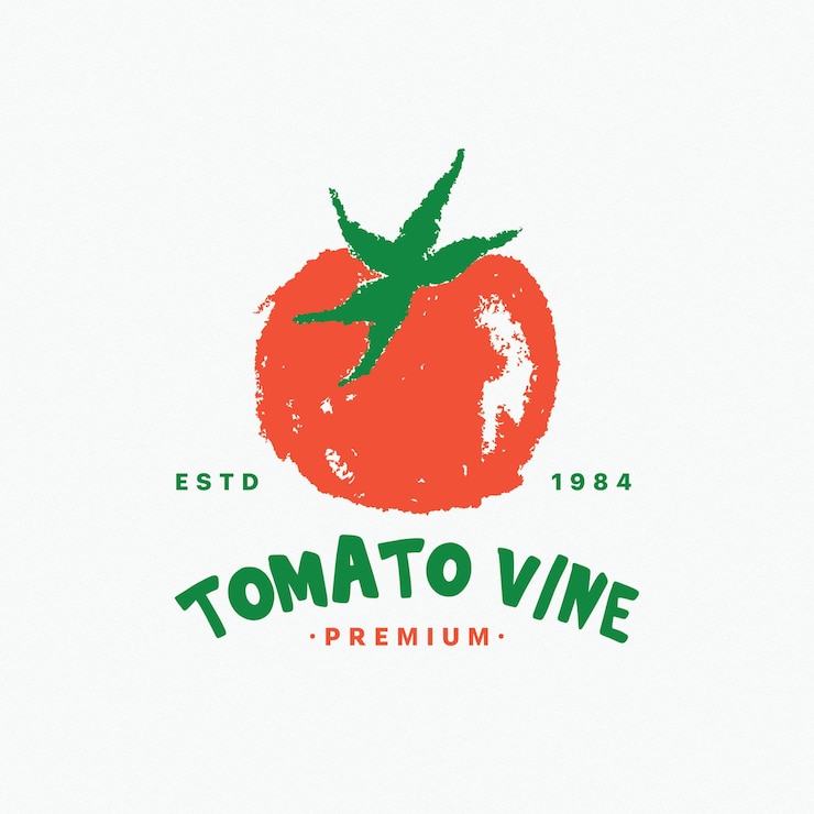 Vector el logotipo del tomate con lápiz de lápiz