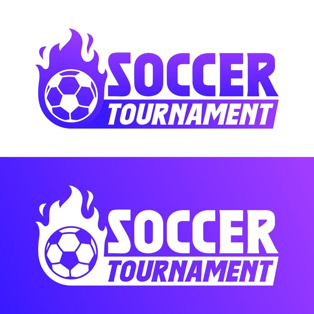 Logotipo del torneo de fútbol con los logotipos de la llama y el icono de la pelota