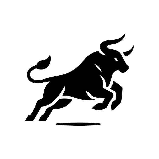 logotipo de toro en blanco y negro que corre logotipo de vector de toro