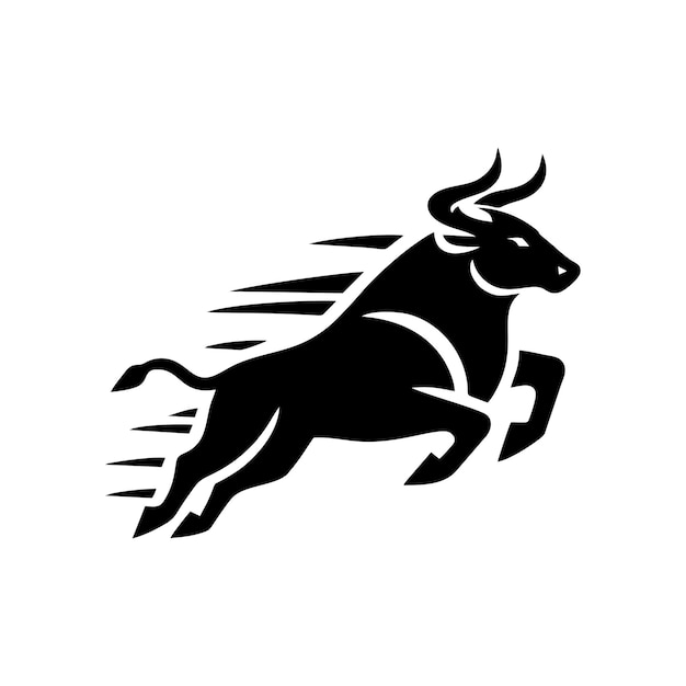 logotipo de toro en blanco y negro que corre logotipo de vector de toro