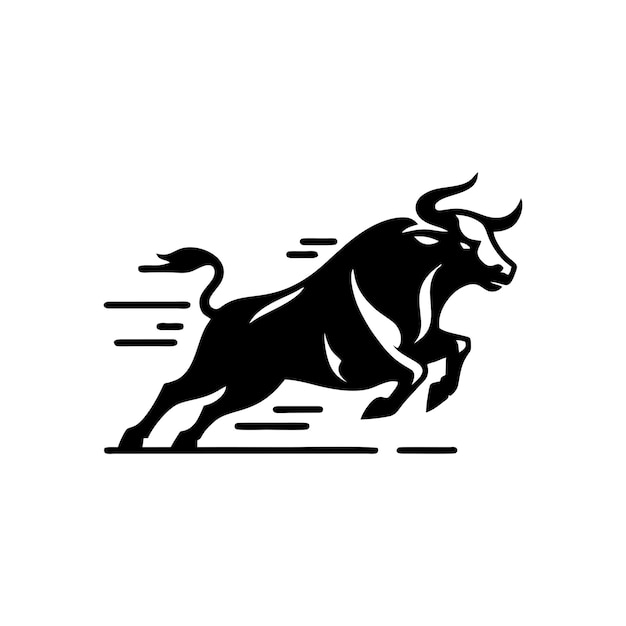 logotipo de toro en blanco y negro que corre logotipo de vector de toro