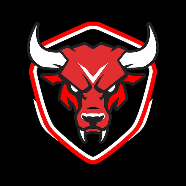 un logotipo de toro con una cabeza de toro rojo en él