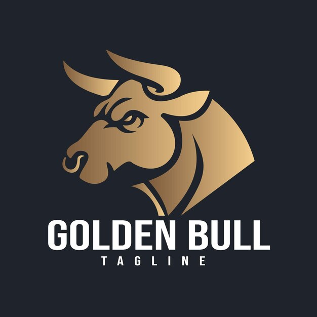 Logotipo del toro dorado Una elegante cabeza de toro lateral con un llamativo gradiente dorado Este logotipo