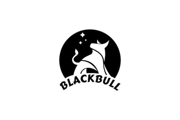 Logotipo de toro negro en estilo de diseño vectorial plano