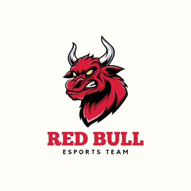un logotipo de toro rojo con la palabra toro rojo en él