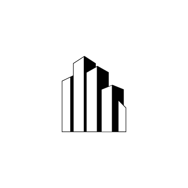 Logotipo de la torre del paisaje urbano y plantilla vectorial