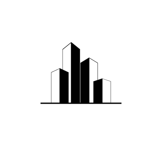 Logotipo de la torre del paisaje urbano y plantilla vectorial