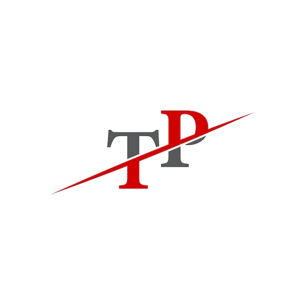 Logotipo de TP minimalista con línea diagonal dinámica