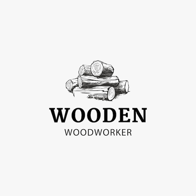 logotipo de trabajo en madera con madera aserrada