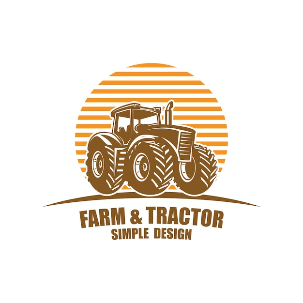 Logotipo de tractor agrícola vehículo equipo pesado silueta de la granja tierra agricultura diseño de logotipo con idea creativa