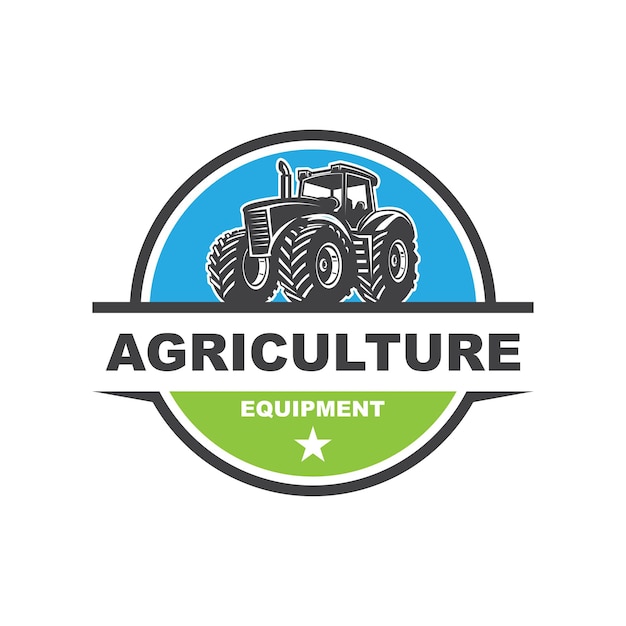 Logotipo de tractor agrícola vehículo equipo pesado silueta de la granja tierra agricultura diseño de logotipo con idea creativa