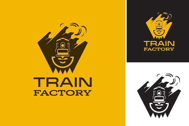 El logotipo de train factory es un activo de diseño simple adecuado para empresas relacionadas con la fabricación de trenes.