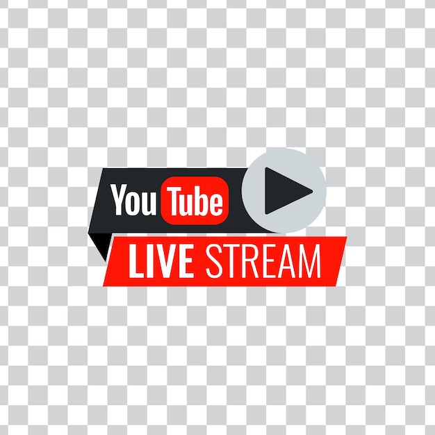 Un logotipo de transmisión en vivo de youtube con un botón de video