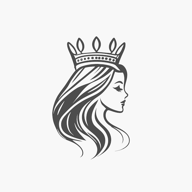 logotipo del tratamiento capilar con ilustración vectorial de la corona
