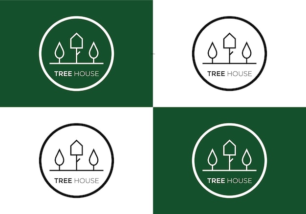 Logotipo de treehouse adecuado para empresas de construcción, hoteles y otros.