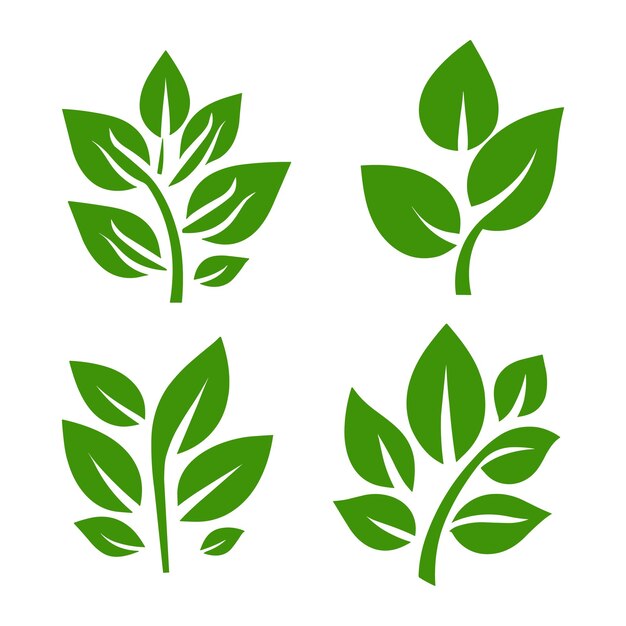 Vector el logotipo de tres hojas establece una nueva plantilla