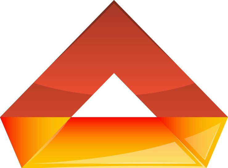 Vector logotipo de triángulo abstracto y botón de reproducción en un estilo moderno y minimalista