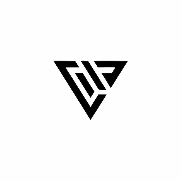 Logotipo de triángulo geométrico minimalista con ángulos afilados en fondo blanco