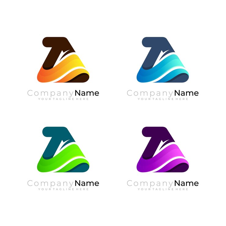 Vector logotipo de triángulo con logotipos de conjunto de combinación de diseño de onda