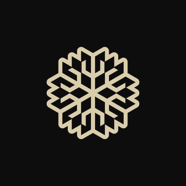 logotipo de tridente de flor de copo de nieve abstracto