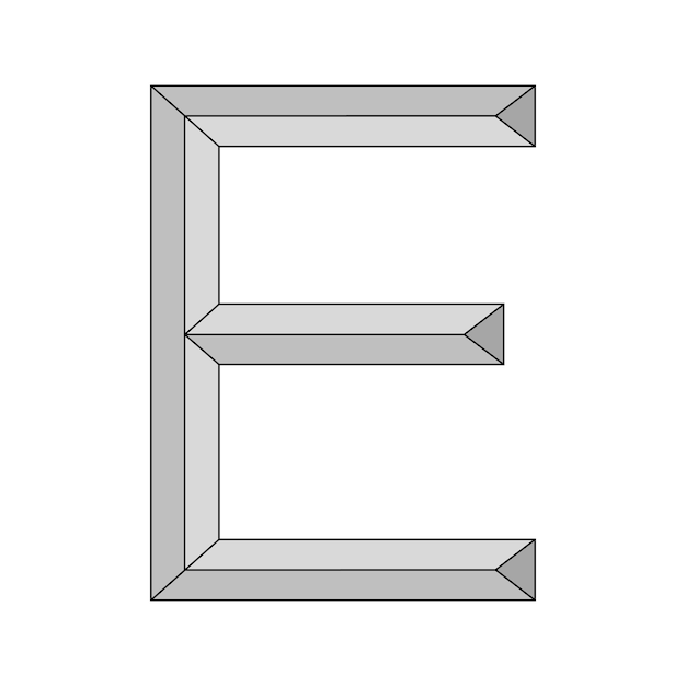 logotipo tridimensional letra e vector mayúscula primera letra del alfabeto E logotipo icono elementos de plantilla de diseño