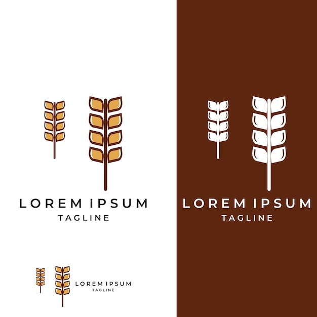 Logotipo de trigo o cereal Logotipo de campo de trigo y granja de trigoCon ilustraciones de edición fáciles y sencillas