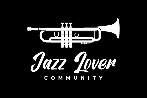 Logotipo de trompeta para amantes de la música jazz diseño vectorial