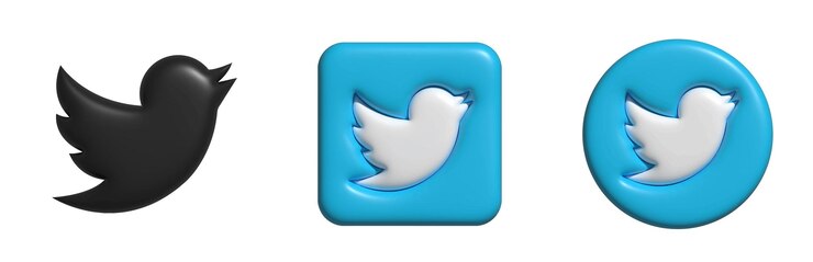 Vector logotipo de twitter. logotipo 3d de twitter. conjunto de iconos de twitter. twitter icono 3d.