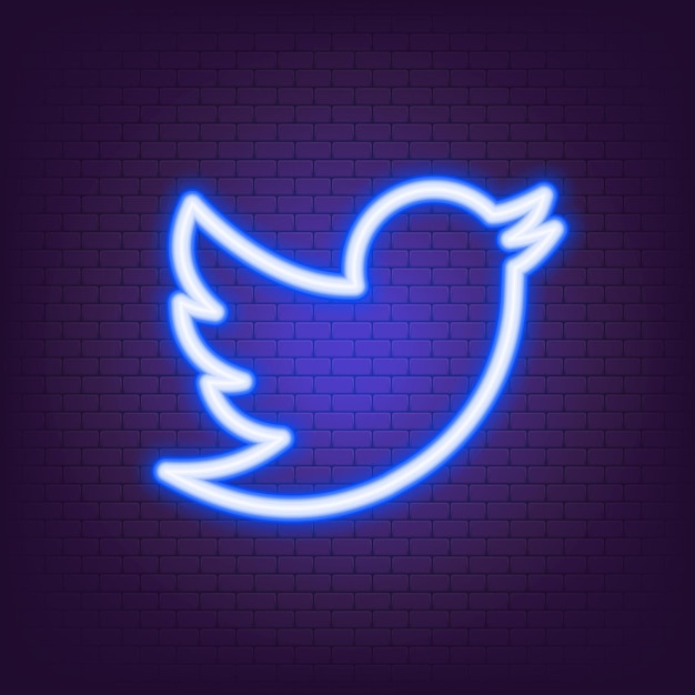 Logotipo de Twitter Neon. Icono de Twitter. Iconos de redes sociales. Conjunto de aplicaciones de Twitter realista. Logo. Vector. Zaporizhzhia, Ucrania - 24 de julio de 2021