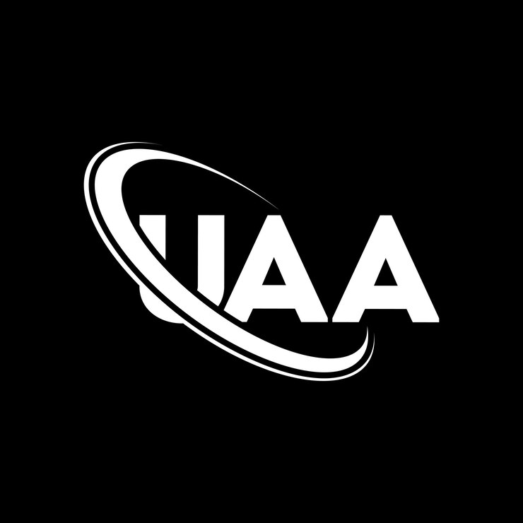 Vector logotipo de uaa uaa letra uaa letra diseño de logotipo iniciales logotipo deuaa vinculado con círculo y mayúscula logotipo de monograma uaa tipografía para negocios tecnológicos y marca inmobiliaria