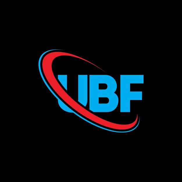 El logotipo UBF, la letra UBF, las iniciales del logotipo de UBF, vinculado con un círculo y un monograma en mayúsculas, el logotipo de la tipografía UBF para el negocio tecnológico y la marca inmobiliaria.