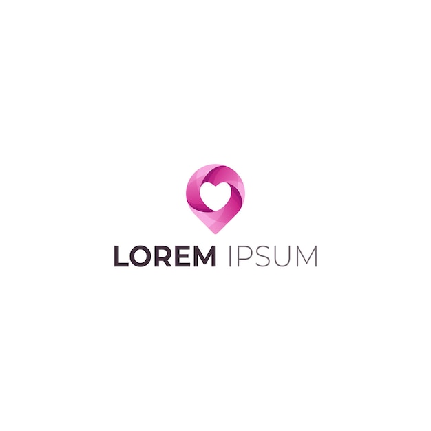 Logotipo de ubicación 3d creativo de Love Point