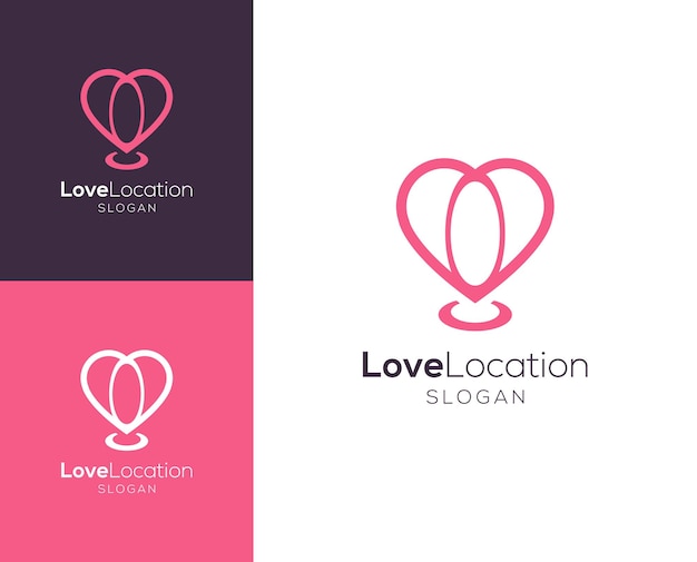Logotipo de ubicación de amor Amor con diseño de logotipo vectorial de pin de ubicación
