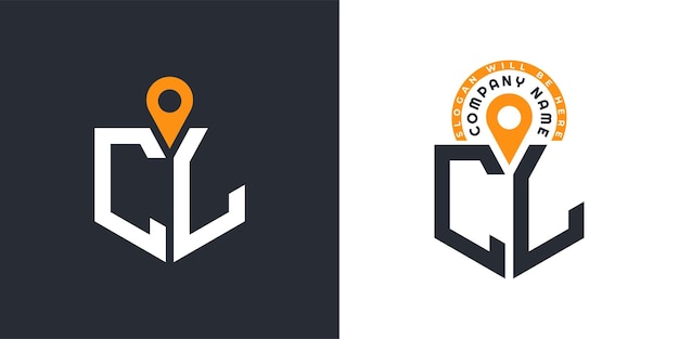 Logotipo de ubicación Bundle letra CL Logotipo CL Iconos vectoriales duales para reclutamiento y navegación