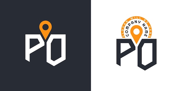 Logotipo de ubicación Bundle letra PO Logotipo PO Iconos de doble vector para reclutamiento y navegación