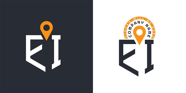 El logotipo de la ubicación de la EI se compone de letras, el logotipo del EI y los íconos de doble vector para el reclutamiento y la navegación.