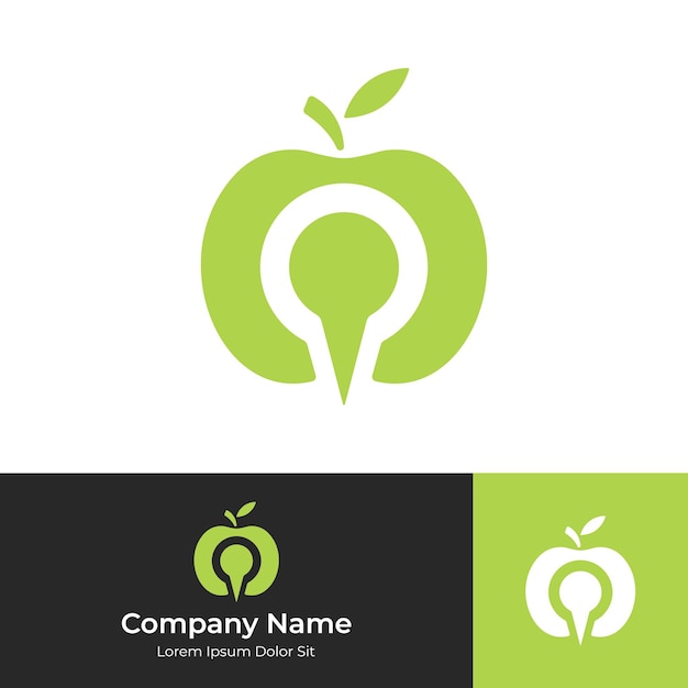 Logotipo de ubicación de pin de apple logotipo mínimo y simple