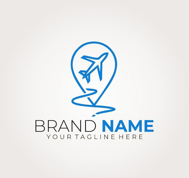 Logotipo de la ubicación del viaje con avión
