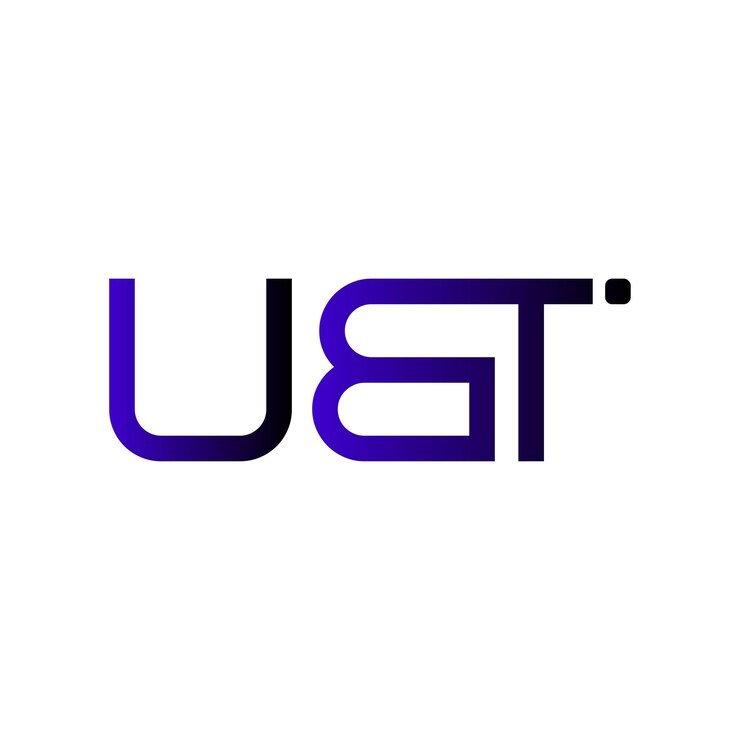 Vector el logotipo de ubt es una tipografía abstracta, un diseño vectorial moderno y minimalista.