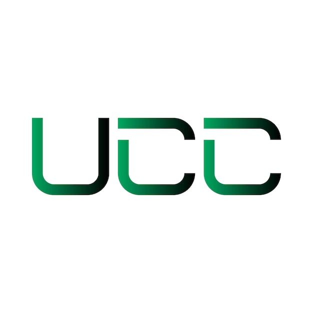 El logotipo de la UCC es una tipografía abstracta, un diseño vectorial moderno y minimalista.
