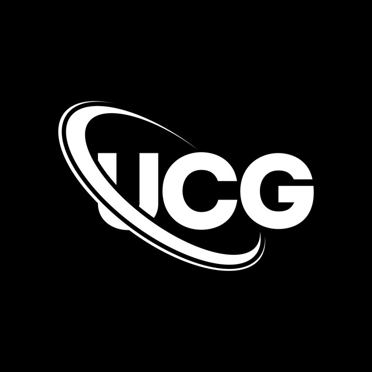 Vector el logotipo de ucg, la letra ucg, el diseño del logotipo de la carta ucg, las iniciales del logotipo ucg vinculadas con un círculo y un monograma en mayúscula, el logotipo del tipo ucg para el negocio tecnológico y la marca inmobiliaria.