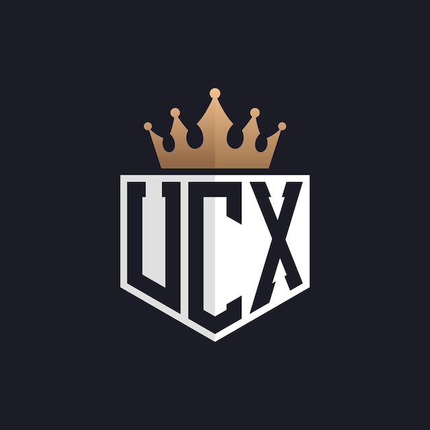 Logotipo UCX de lujo con corona iniciales elegantes logotipo de letra UCX para marcas exclusivas letra monograma UCX para empresas de alta gama