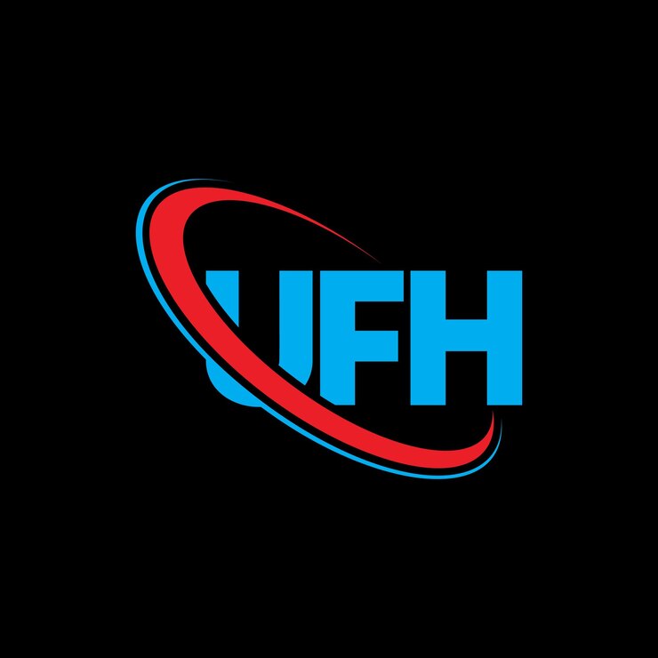 Vector logotipo ufh letra ufh diseño de logotipo de letra iniciales logotipo ufo vinculado con círculo y mayúscula logotipo monograma ufh tipografía para negocios tecnológicos y marca inmobiliaria