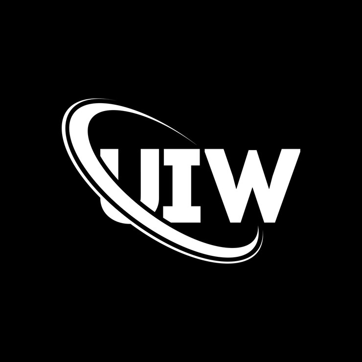 Vector logotipo uiw: diseño de logotipo de letra uiw: iniciales uiw: logotipo vinculado con círculo y monograma en mayúsculas uiw: tipografía para negocios tecnológicos y marca inmobiliaria