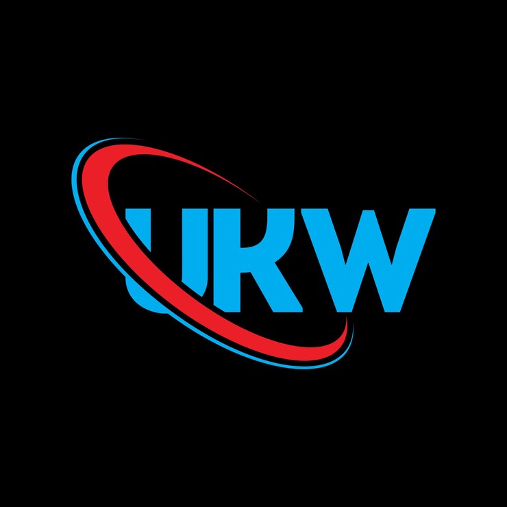 Vector el logotipo de ukw, la letra ukw, el diseño del logotipo de la carta ukw, las iniciales del logotipo ukw vinculadas con un círculo y un monograma en mayúscula, el logotipo del tipo ukw para el negocio tecnológico y la marca inmobiliaria.