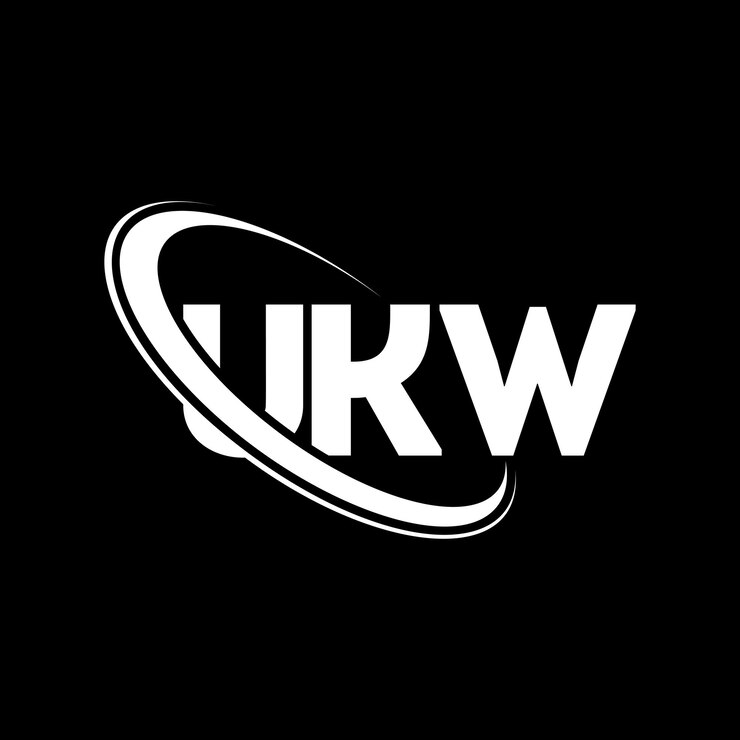Vector el logotipo de ukw, la letra ukw, el diseño del logotipo de la carta ukw, las iniciales del logotipo ukw vinculadas con un círculo y un monograma en mayúscula, el logotipo del tipo ukw para el negocio tecnológico y la marca inmobiliaria.