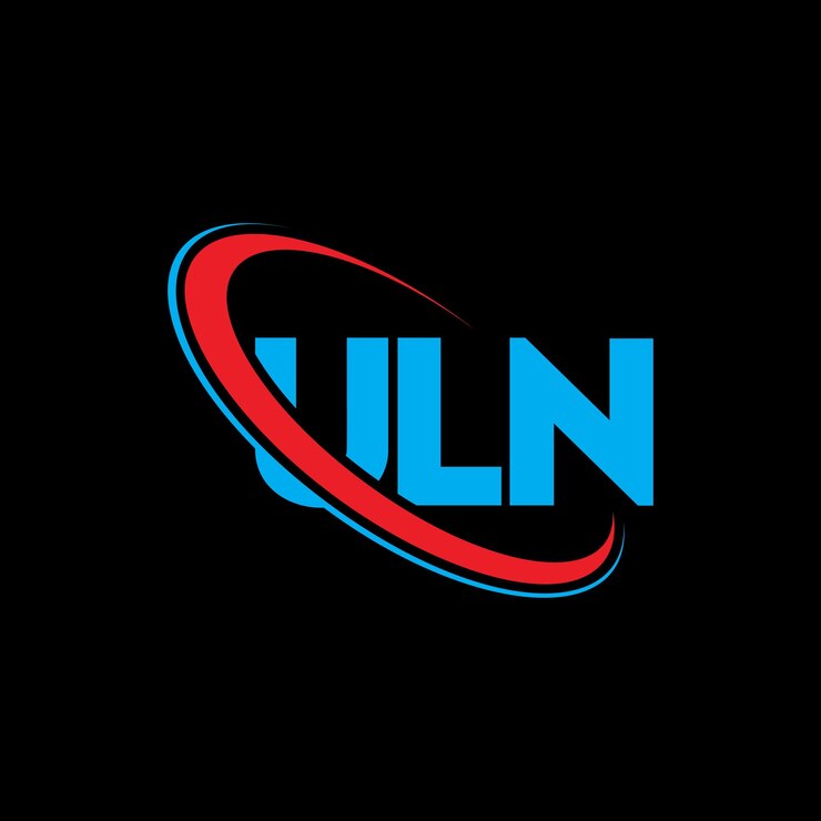 Vector logotipo uln letra uln letra diseño del logotipo iniciales logotipo uln vinculado con círculo y monograma en mayúscula logotipo iln tipografía para negocios tecnológicos y marca inmobiliaria